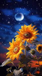 Sunflower, night blossom, solar plant basking in lunar rays