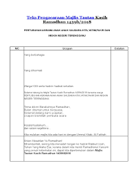 Contoh teks pengacara majlis / ucapan emcee majlis persaraan cikgu. Teks Pengacaraan Majlis Anak Yatim
