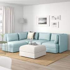 Vallentuna Modular Corner Sofa 4 Seat With Storage Hillared Murum Light Blue White Ikea Modular Corner Sofa Vallentuna Corner Sofa
