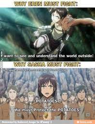 From an angry german kid, a horse, and a potato girl, to a crying blonde *beep* (female dog) and a short cleaning freak. Pin By Christine Vi Britannia On Real Random Stuff Attack On Titan Funny Attack On Titan Anime Funny