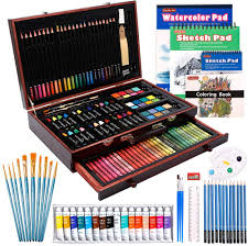 Amazon Com 186 Piece Deluxe Art Set Shuttle Art Art Supplies In Wooden Case Painting Drawing Art Kit With Acrylic Paint Pencils Oil Pastels Watercolor Cakes Coloring Book Watercolor Sketch Pad For Buy art and craft supplies online at amazon india.