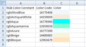 Excel Vba Xlrgbcolor Vba And Vb Net Tutorials Education