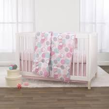 Little Love By Nojo Girl Bubble Dot 3 Piece Crib Bedding Set Comforter Fitted Crib Sheet And Dust Ruffle Pink Aqua Grey And Rose Walmart Com