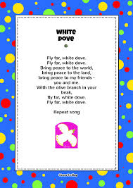 White Dove Kids Video Song With Free Lyrics Activities Kids Video Songs Color Song For Kids Color Songs