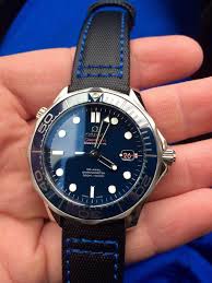 Omega Seamaster On A Blue Stitch Sailcloth Patterned Strap Watchbands Omega Seamaster Omega Omega Watches Seamaster