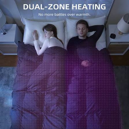 Top-Rated WiFi Dual Zone Electric Heated Mattress Pad With Digital Controller & Smart Wi-Fi Connectivity | Dual Zone & Voice Control Comfort