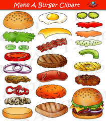 Build A Burger Clipart Hamburger Maker Bundle Digital Graphics Download In Color And In Black And White By Clipart 4 Scho Clipart Kunstunterricht Bar Karte