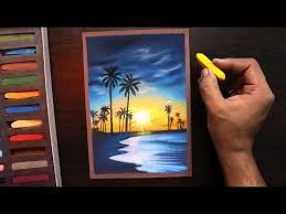 How To Draw Sunset Nature Landscape For Beginners Easy Youtube Drawing Sunset Soft Pastel Art Oil Pastel Art