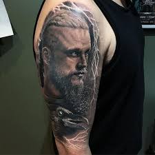 Full arm sleeve realistic temporary tattoo, polynesian, tribal, clock, death skull, fake tattoo sticker transfer, mens, womens. Ragnar Lothbrok Tattoo Design Ideas For Men Inspired By The Vikings Series