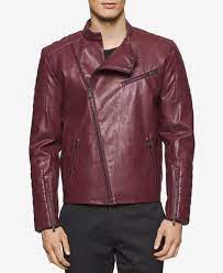 Calvin Klein Men S Faux Leather Asymmetrical Moto Jacket Jackets Moto Jacket Calvin Klein Men