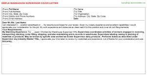 Warehouse Supervisor Cover Letter 21971