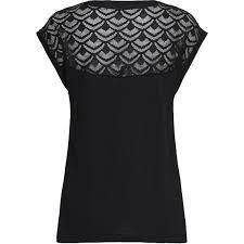 Dieses blazershirt mit dekorativer spitze am ausschnitt von nina von c. Only T Shirt Spitze Rundhalsausschnitt Fur Damen Schwarz Xs Galeria Karstadt Kaufhof