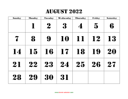 Free Download Printable August 2022 Calendar Large Font Design Holidays On Red