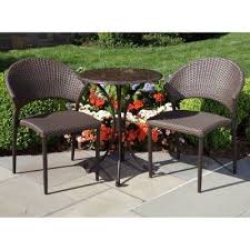 Alfresco Home Round Granite Bistro Set With 2 Stackable Wicker Chairs 24 Inch By Alfresco Home 609 Patio Dining Set Outdoor Bistro Set Outdoor Patio Chairs