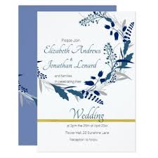 Blue Themed Floral Wedding Invitation Zazzle Com Floral Wedding Invitations Floral Wedding Chic Wedding Invitations