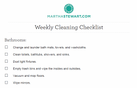 To Da Loos Martha Stewarts Bathrooms Weekly Cleaning Checklist