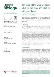 Pdf The Origin Of Life What We Know What We Can Know And What We Will Never Know
