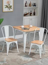 Maybe you would like to learn more about one of these? Amazon Com Homcom 3 Piece Industrial Style Dining Table Set Small Kitchen Table And Chairs For 2 Steel Frame And Wooden Top White Table Chair Sets