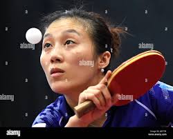 Ying Han of, Germany. , . in the women's final between Germany and Romania  during day 8 of the 2023 European Table Tennis Championship