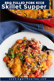 1 leftover pulled pork turned into cuban casserole magic!! One Pan Bbq Pulled Pork And Rice Skillet Supper Cooking With Carlee