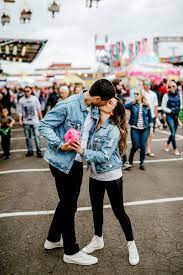 Matching outfits for black couples. Carnival Engagement Session Karay David Karina Maks Portland Wedding Photographer Cute Couple Outfits Matching Couple Outfits Couple Outfits