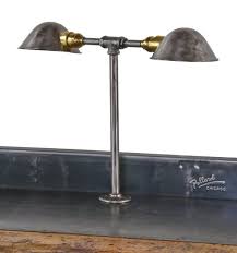 Please select black white finish: Rewired American Vintage Industrial Freestanding Double Arm Factory Workshop Dual Light Task Lamp With Parabola Shaped Reflectors