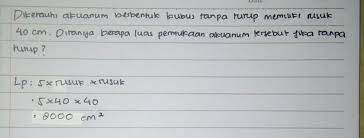 Dengan mengetahui dan memahami dasar menghitung volume akan memudahkan kita dalam menghitung semua volume bangun ruang dimensi tiga; Pak Beni Membuat Sebuah Akuarium Berbentuk Kubus Tanpa Tutup Panjang Rusuk Akuarium 40 Cm Berapa Brainly Co Id