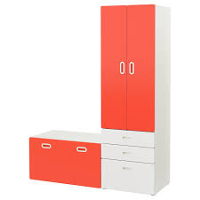Stuva Fritids Wardrobe With Storage Bench White Red 59x19 5 8x75 5 8 A Big Box For Toys And A Spacious Wardrobe Fo In 2020 Storage Bench Ikea Stuva Ikea Storage