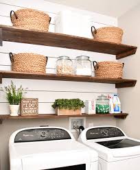 Our Favorite Part Of The New Laundry Room Is Definitely The Shiplap And Shelvi Small Laundry Room Makeover Small Laundry Room Organization Laundry Room Shelves