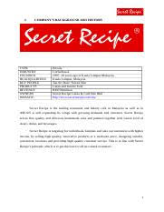 Check spelling or type a new query. Secret Recipe History Docx I Companys Background And History Type Industry Founded Headquarters Key People Products Revenue Owners Website Private Course Hero