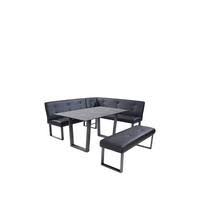 Refectory oak dining table with two carvers & four dining studded chairs. Chicago 160 Cm Glass Top Dining Table With Sofa And Bench Very Co Uk