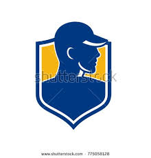 icon style illustration of an industrial worker wearing hat set inside shield crest on isolated background worker illustration stock images free find icons
