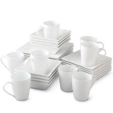 Black And White Dinnerware Sets Square White Dish Sets Jcpenney Cooks 32 Pc White Square Dinnerware Set Customer Square Dinnerware Set Dinnerware Set White Dish Set