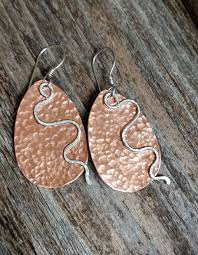 Mixed Metal Dangle Earrings Silver and Copper Boho Earrings - Etsy