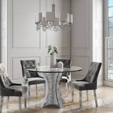 The set includes the table and four chairs. Jade Boutique Round Mirrored Dining Table With 4 Chairs In Grey Bun Jad003 75129 Ebay