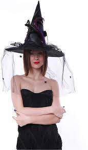 Amazon Com Crazy Night Women S Witch Hat Halloween Costume Witch Hat With Veil Black Clothin Hat With Veil Witch Halloween Costume Halloween Costumes Women