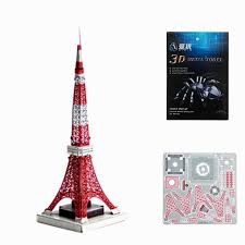Aipin Diy 3d Tokyo Tower Puzzle Stainless Steel Model Kit Collection Gift Home Office Desk Decor
