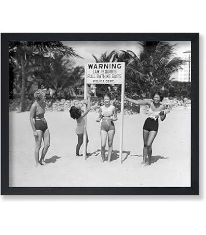 Amazon.com: Swimsuit Cop 11x14 Unframed Poster – Vintage 1920s Beach Photography, Black & White Fashion History, Old-Fashioned Swimwear & Laws, Retro Police Measurement Check, Nostalgic Dorm & Beach House Décor : Home