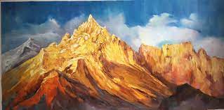 China Custom Made Golden Mountain Landscape Oil Painting On Canvas China Handmade Oil Painting And Canvas Oil Paintings Price