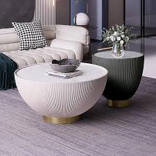 The boldness of brown decor makes for a rich, dynamic color scheme. Beige Drum Coffee Table Stone Round Pu Leather Accent Table In Gold