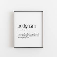Bedroom Decor Bedroom Wall Art Bedgasm Definition Bedroom Etsy Framed Quotes Unusual Words Workaholics Quotes