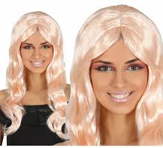 Perruque crinière rose clair brillante