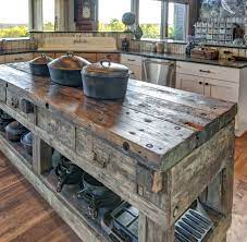 Rustic Workbench Repurposed As A Kitchen Center Island Rustic Kitchen Design Rustic Kitchen Island Farmhouse Style Kitchen