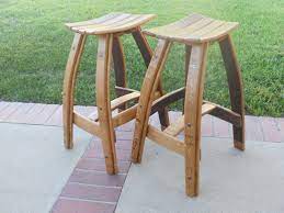 Comes with 4 stools and a lazy susan. Wood Barrel Bar Stools Wine Barrel Bistro Set With Stave Seat Stool Whiskey Barrel Furniture Wine Barrel Furniture Bourbon Barrel Furniture