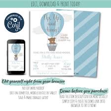 Shop for baby shower invitations in personalized invitations. Hot Air Balloon Baby Shower Invitation For A Boy Up Up Away Baby Designlee Studio