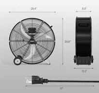 ROVSUN 24" 130W 110V Black Drum Fan