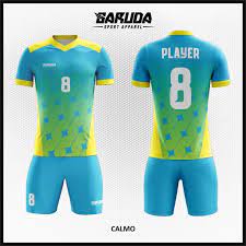Ini adalah salah satu contoh baju bola yang anda bisa buat. Desain Baju Bola Futsal Calmo Biru Kuning Keren