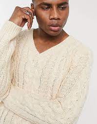 Check spelling or type a new query. Asos Design Heavyweight Cable Knit V Neck Jumper In Cream Asos