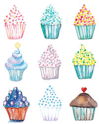 Cupcake Poster Watercolor Cupcakes Cupcake Art Birthday Printable Cupcake Printable Food Art Kitchen Deco Cupcake Art Birthday Printables Floral Painting