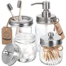 With the right styling and carefully chosen products, you can turn your boring bathroom countertop into something special. Aozita Mason Jar Bathroom Accessories Set 4 Pcs Mason Jar Soap Dispenser 2 Apothecary Jars Toothbrush Holder Rustic Farmhouse Decor Bathroom Countertop Vanity Organize Brushed Nickel Walmart Com Walmart Com